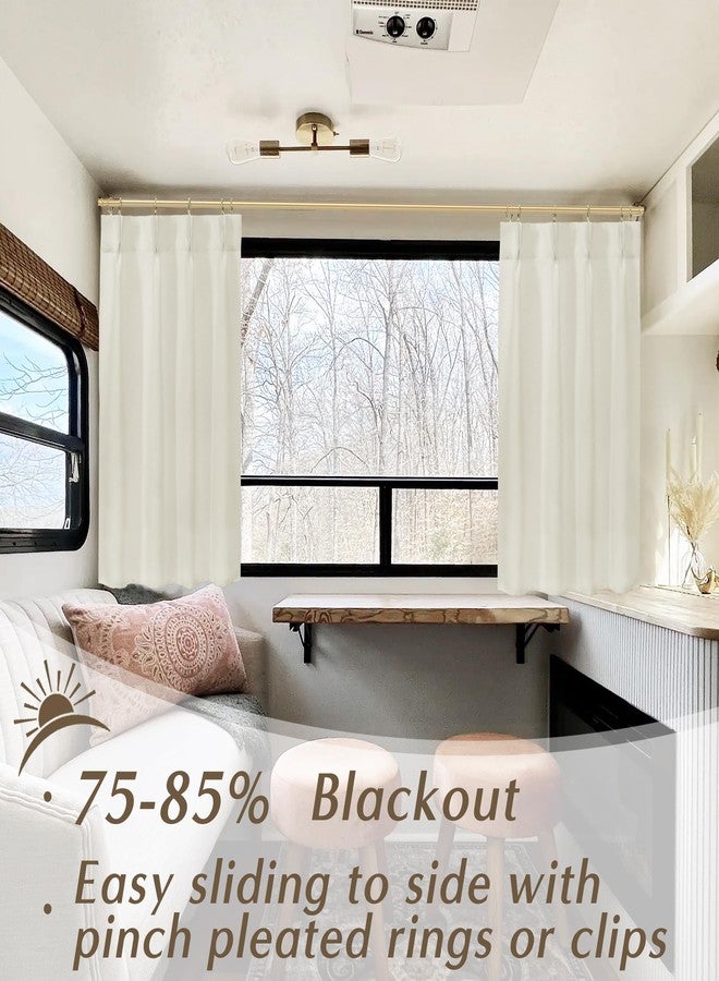 Lino Rosa Door Curtain for Kitchen Window,Pinch Pleated 80% Blackout Small Back Door Curtains for Inside Window 40 Inch Length Cream - Image 3